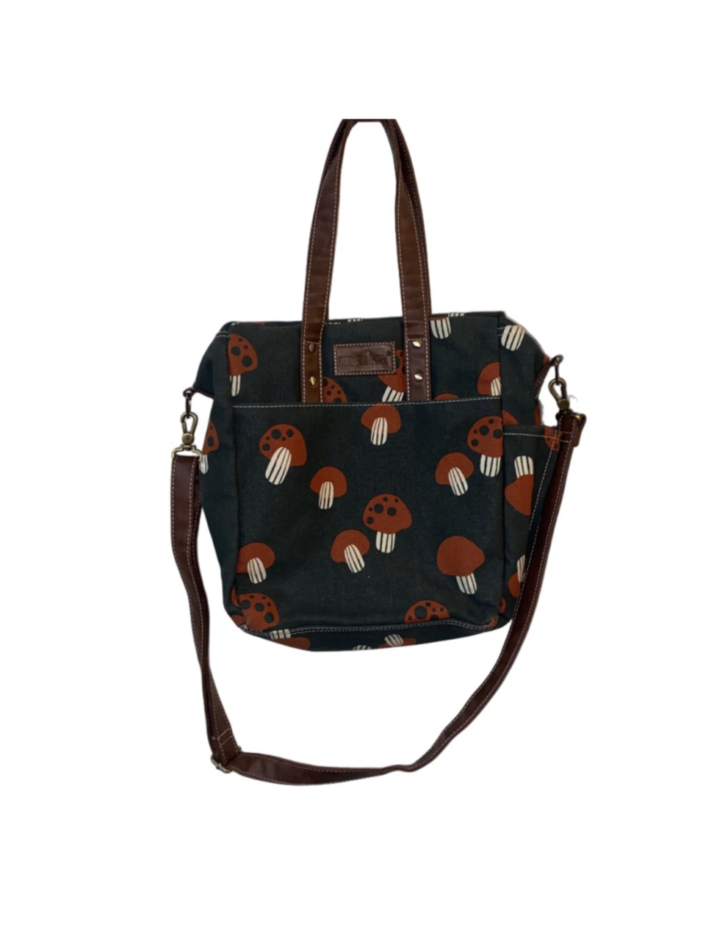 Women's Maika Crossbody Commuter Tote Bag Mushroom Mendocino Print - Picture 2 of 10